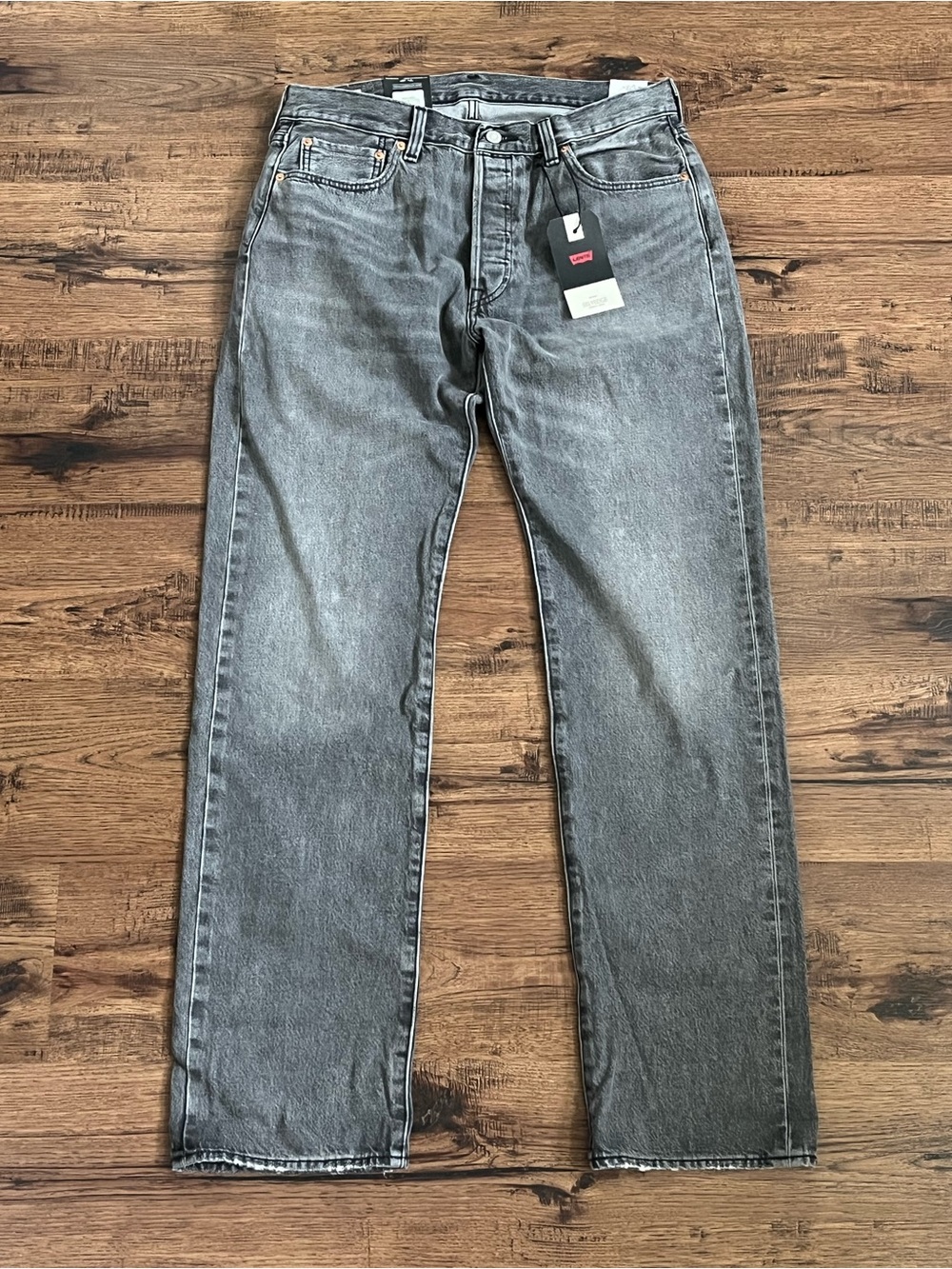 Levi’s Premium 501 Original Straight Leg Selvedge Jeans Black size mens W34xL34